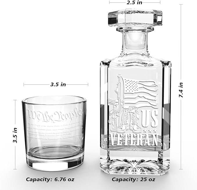 FURSARCAR Gifts for Men Dad Birthday, Military Boots Whiskey Decanter Set with 2 Glasses, Unique Cool Mens Fathers Birthday Gift from Daughter Son, Xmas Retirement Present Decanter Sets for Man