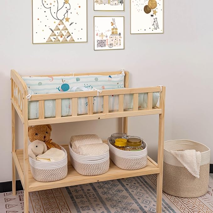 CubesLand Small Storage Baskets for Shelves, Closet Organization Storage Bins Empty Gift Basket 3 Packs Baby Nursery Woven Baskets for Organizing, Rectangular Clothes Closet Shelves Baskets
