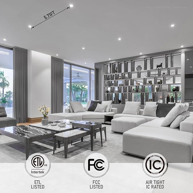 TORCHSTAR Basic Series 12-Pack 4 Inch Ultra-Thin LED Recessed Lighting with Junction Box, CRI90, Aluminum, 5000K Daylight, 5%-100% Dimmable Slim Recessed Downlight, 9W 810LM, ETL and Energy Star