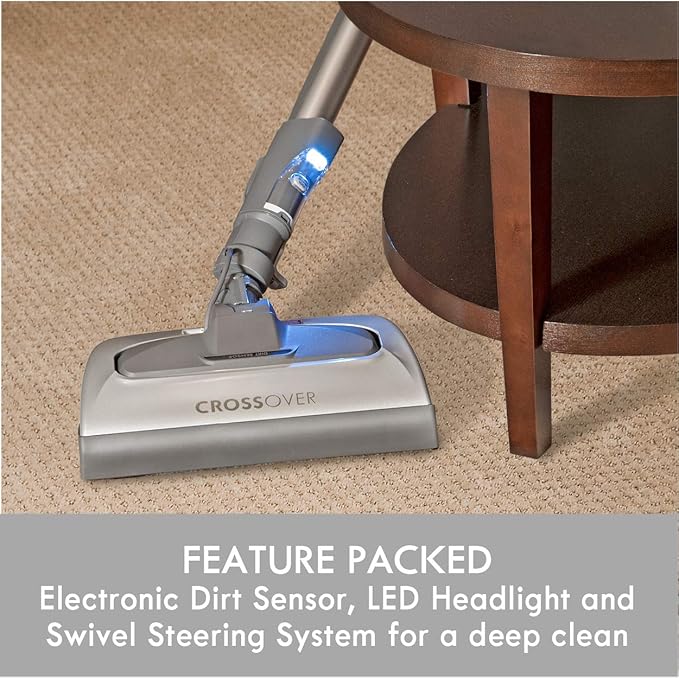 Kenmore Elite 21814 Pet Friendly CrossOver Lightweight Bagged HEPA Canister Vacuum with Pet PowerMate, Extended Telescoping Wand, Retractable Cord, 2 Floor Nozzles, and 4 Cleaning Tools-Silver/Gray