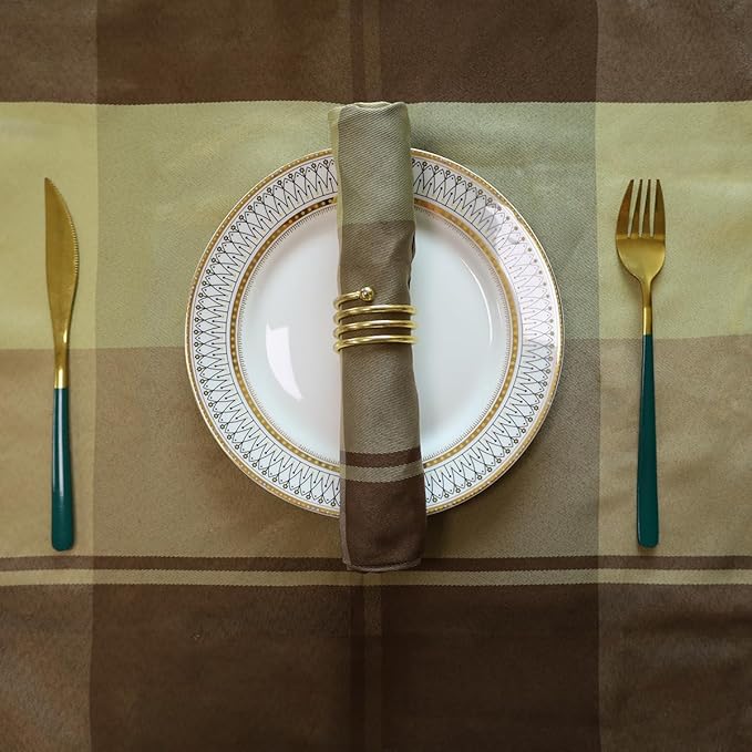 SASTYBALE Checkered Style Cloth Napkins 20 x 20 Inch 4 Pieces Washable Comfortable for Restaurant Family Dinners Weddings Parties and Banquets(Square, 20" x 20", Taupe)