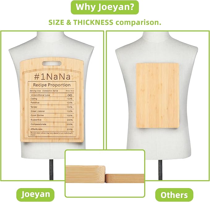 Joeyan Nana Birthday Recipe Cutting Board Gift from Granddaughter Grandson, Personalized Engraved Kitchen Present for Grandma Christmas, Large Size, Heavy Duty, 16x12x0.8"