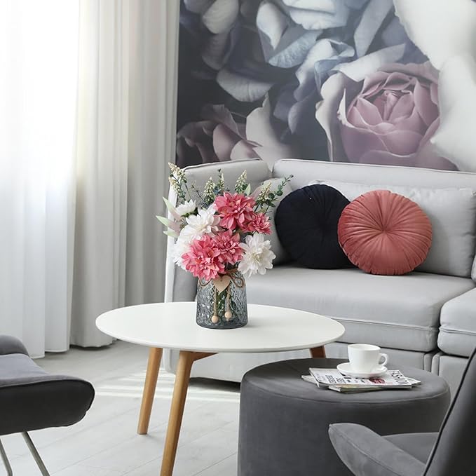 Leftover Faux Flowers in Vase,Artificial Flowers in Vase,Table Centerpieces for Dining Room,Flower Centerpieces for Tables,Fake Flowers,Kitchen Decor,Coffee Table Decor