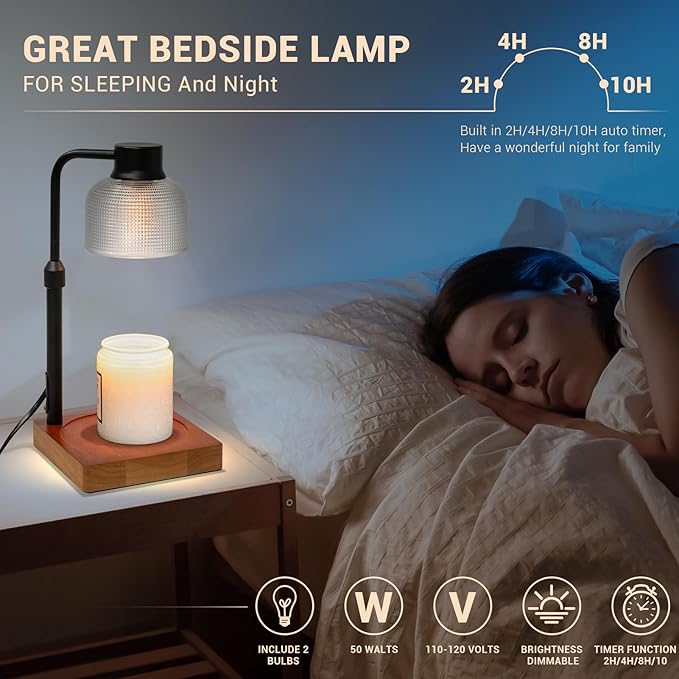 KLL Candle Warmer Lamp with Timer: Dorm Room Office Apartment Vintage Home Decor - House Warming Gifts New Home - Birthday Gifts for Women Mom - Wax Melt Warmer for Jar Candles
