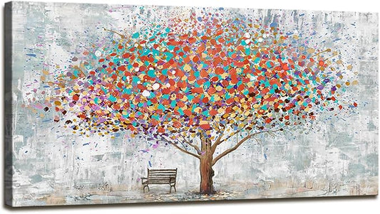 DZL Art H71175 Tree Wall Art Canvas Prints Wall Art Abstract Colorful Tree Painting Landscape Modern Artwork for Living Room Bedroom Office Home Wall Decoration Decor