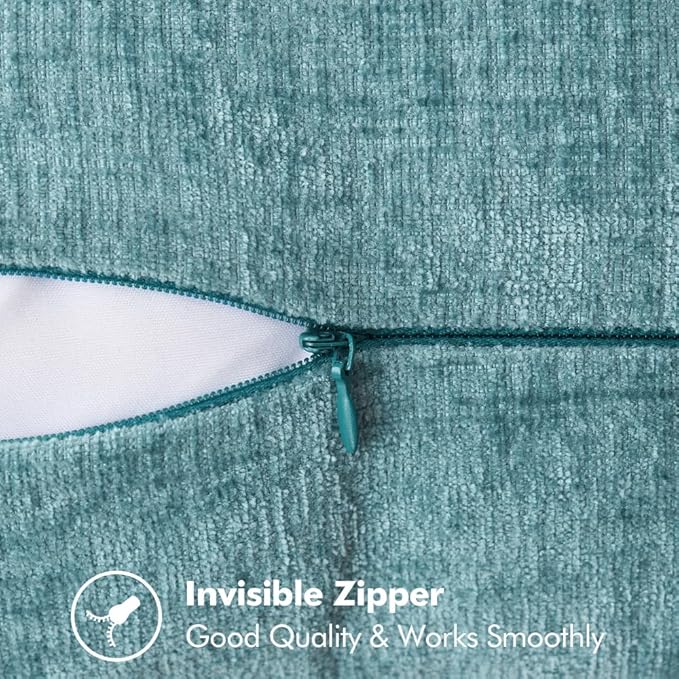 MIULEE Pack of 2 Couch Throw Pillow Covers 16x16 Inch Smoke Blue Farmhouse Decorative Pillow Covers with Stitched Edge Soft Chenille Solid Dyed Spring Pillow Covers for Sofa Bed Living Room