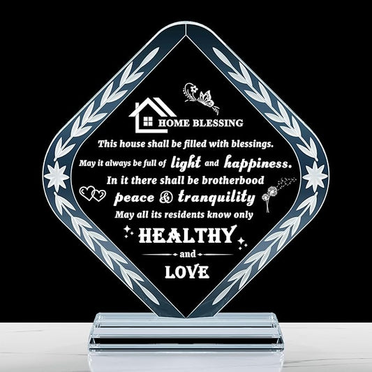 Qianwei House Warming Gifts New Home Crystal Bless This Home Plaque Best Hosewarming Presents 2025 New House Gifts for Couple Women Men