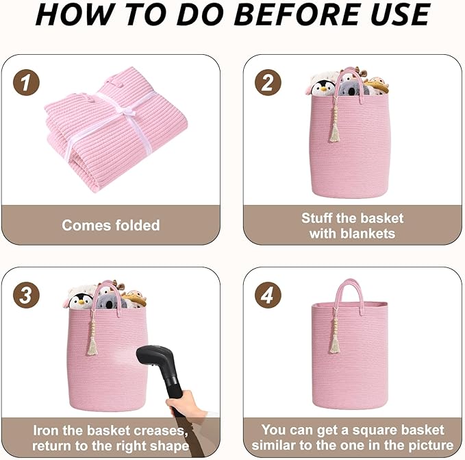 Woven Laundry Basket for Clothes, 65L Large Rectangle Laundry Hampers, Nursery Storage Basket for Toys, Tall Dirty Clothes Hamper for Bedroom Aesthetic, Bathroom, Laundry Room