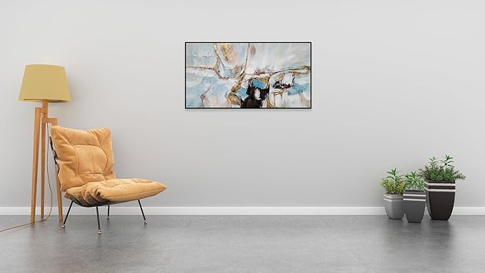 Yihui Arts Abstract Canvas Wall Art, Hand Painting Modern Oil Painting with Gold Foil for Living Room Bedroom Office Decor