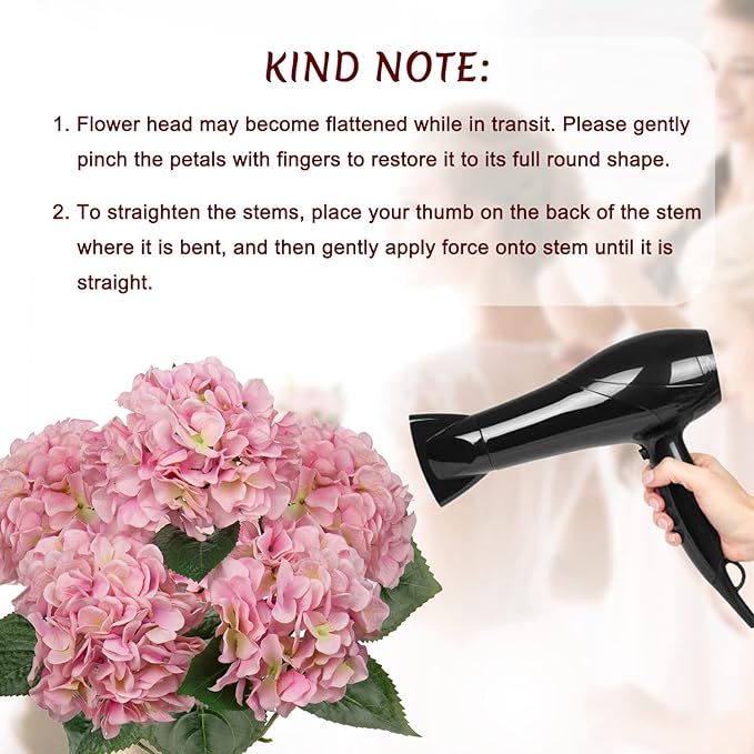 Pink Hydrangea Artificial Flowers Large Artificial Hydrangeas Silk Flowers for Home Decor Indoor Wedding Flowers Bouquets Faux Flowers Kitchen Centerpiece Table Decorations