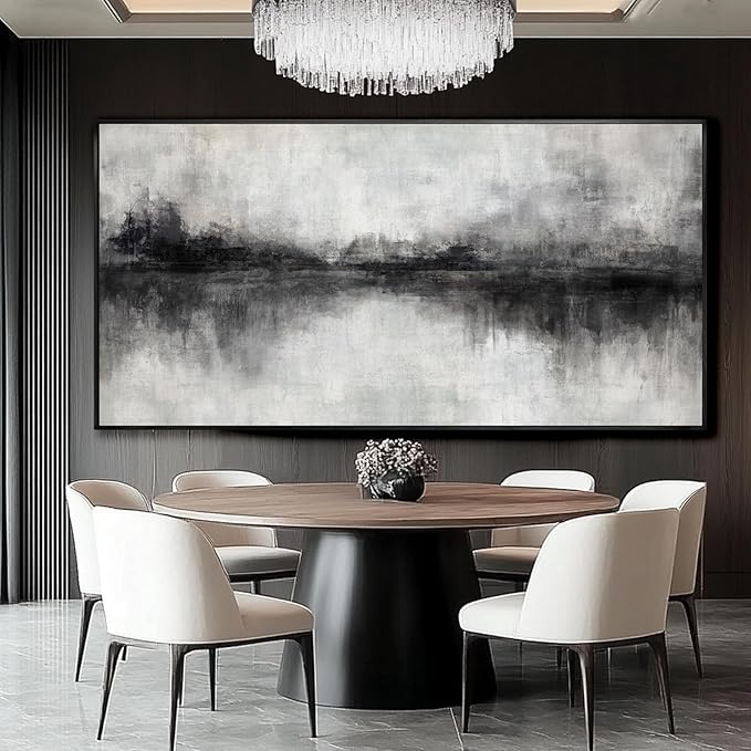 Large Abstract Canvas Wall Art Black and Grey Art Pictures for Wall Decor 29"x58" Artwork Decoration for Living Room Framed Neutral Wall Prints Kitchen