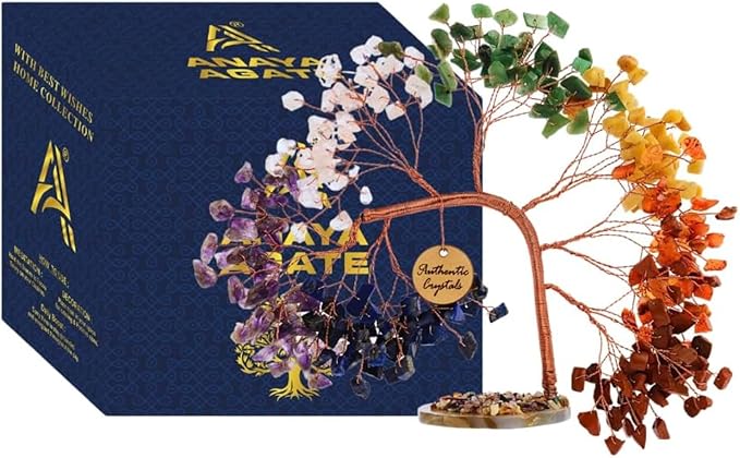 7 Chakra Crystal Tree of Life for Positive Energy – Healing Gemstone Tree for Home Decor, Office Desk, Money, Luck, Handmade Bonsai Trees, Birthday Gift for Women, Mom, Sister, Housewarming