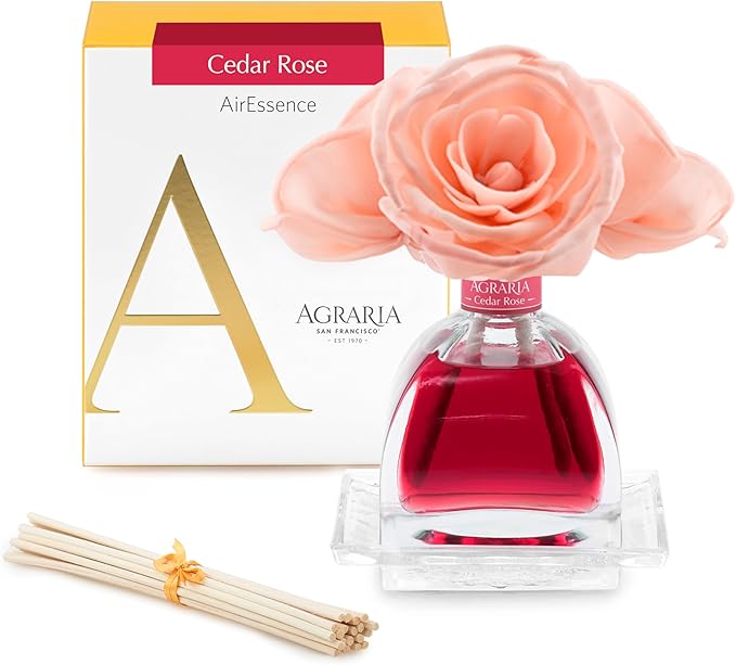 AGRARIA AirEssence Flower and Reed Diffuser Set, Handmade Sola Flower Botanical Home Fragrance Set, Scented Oil Reed Diffuser Gift for All Occasions