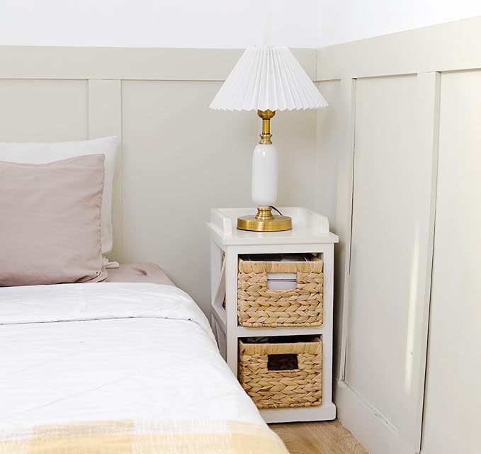 Set of 3 Water Hyacinth Storage Baskets – Wicker Baskets for Shelves, Decorative Woven Organizer Bin for Bathroom, Closet, or Pantry (3-Pack Medium)