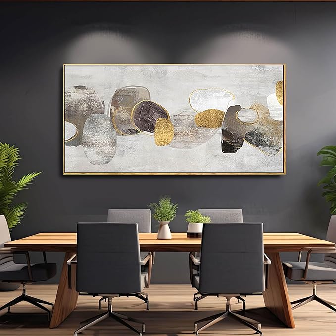 SDYA Gray Abstract Wall Art Decor 30x60 Inch Large Gold Wall Art Modern Artwork for Living Room Bedroom Office Wall Accents