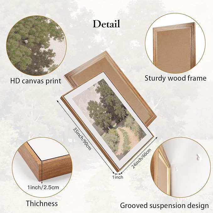 CHDITB Rustic Landscape Framed Canvas Wall Art Set, Nature Inspired Wall Decor, Countryside Path Artwork Spiritual Painting, Vintage Art Prints for Living Room, Bedroom, Office 24"x36"x3