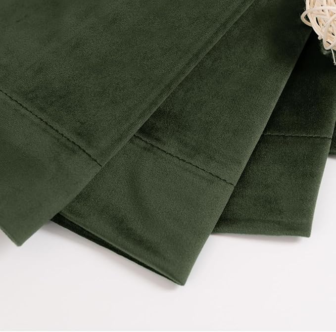 BGment Olive Green Velvet Blackout Curtains for Living Room, 84 inches Long Thermal Insulated Curtains Noise Reduce Back Tab and Rod Pocket Luxury Panels for Bedroom, 2 Panels, 42 x 84 Inch
