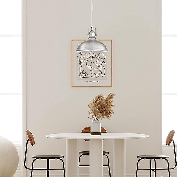 Doraimi Lighting 3-Pack 1 Light 12" Pendant Light Industrial Vintage Fixtures Metal Chandelier Lights with Brushed Nickel Finish,Ceiling Lamp for Kitchen Home Island Dining Room Bedroom Farmhouse