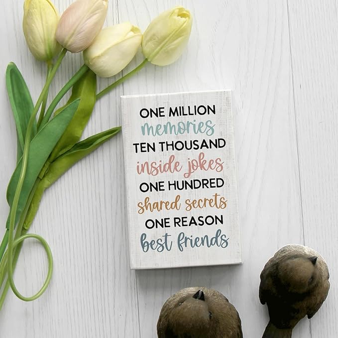 Simply Said, INC Friendship Small Talk Rectangles Sign, One Million Memories, One Reason: Best Friends, 3.5 x 5.25 inch Wood Plaque, Made in USA