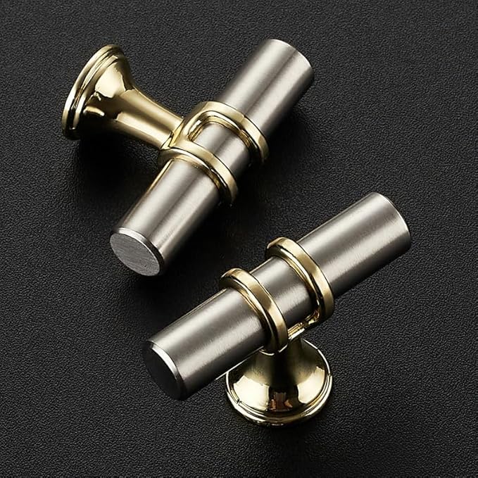 25 Pack Brushed Nickel Cabinet Knobs - Gold Kitchen Cabinet Knobs Cabinet Pulls for Kitchen Cabinet Drawer Stainless Steel Dresser Knobs for Cabinet Hardware 2in Length Single Hole