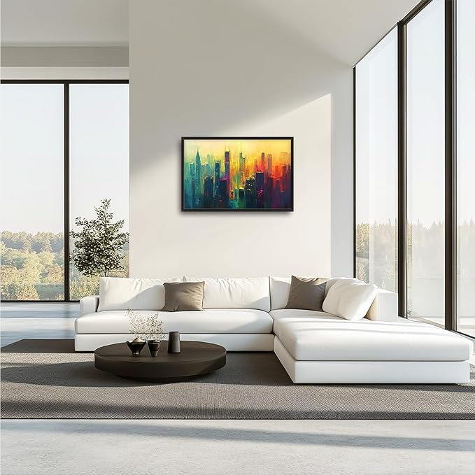 Framed Large Wall Art for Living Room, New York City Canvas Wall Decor, Large Cityscape Picture Framed Painting, Modern Artwork for Bedroom Office 36L'' × 24W''