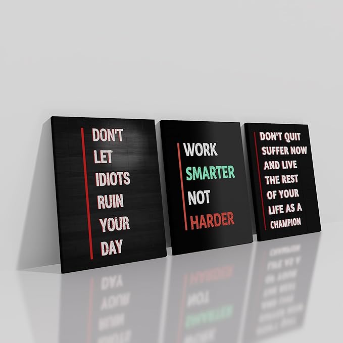 Motivational Canvas Wall Art Home Decor 3 Pieces Inspirational Entrepreneur Saying Poster Print Inspiring Picture Painting Artwork for Bedroom Bathroom Wall Decoration Ready to Hang [36''W x 16''H]