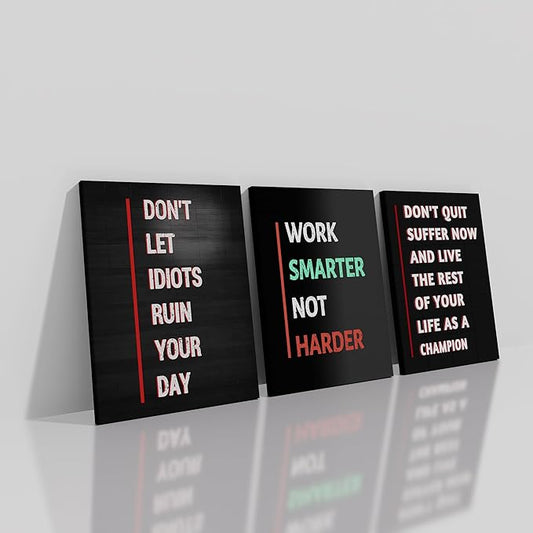 Motivational Canvas Wall Art Home Decor 3 Pieces Inspirational Entrepreneur Saying Poster Print Inspiring Picture Painting Artwork for Bedroom Bathroom Wall Decoration Ready to Hang [36''W x 16''H]