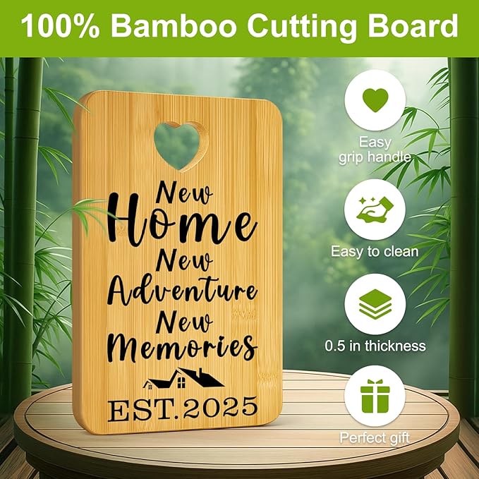 Housewarming Gift for New Home Charcuterie Boards Decorative Bamboo Cutting Board Kitchen House Decor House Owners Present for Christmas Gifts New Apartment Wooden Cheese Board