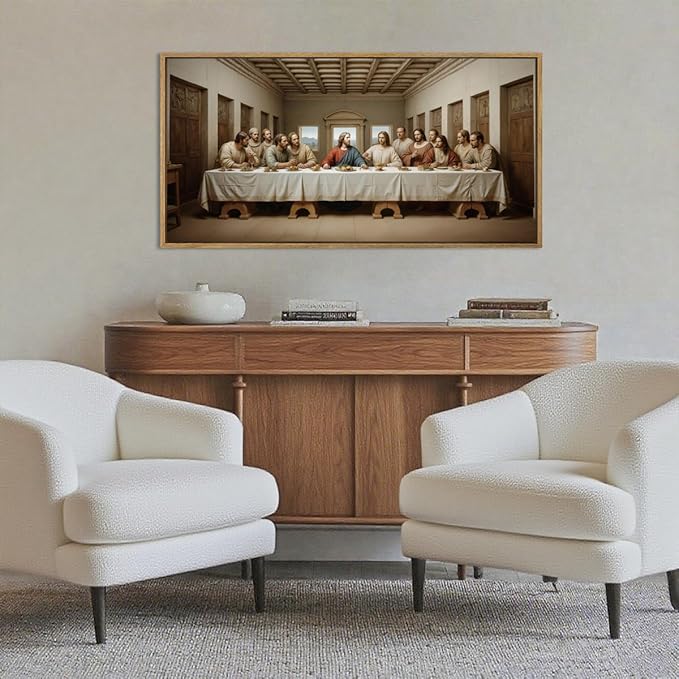 ANHUIB The Last Supper Wall Art Jesus Christian Wall Decor Religious Painting 20x40 Inch for Living Room Bedroom
