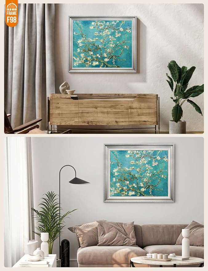 DECORARTS - Almond Blossom Tree - Vincent Van Gogh Reproduction. Giclee Print w/Bronze Frame for Wall Decor. 30x24, Framed size: 35x29