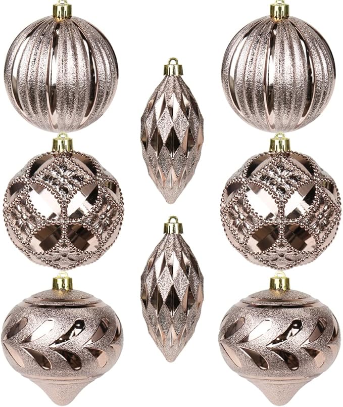 8PCS 4" Christmas Ball Ornaments Shatterproof Brown Christmas Tree Decorations Xmas Tree Balls Halloween Ornaments Décor