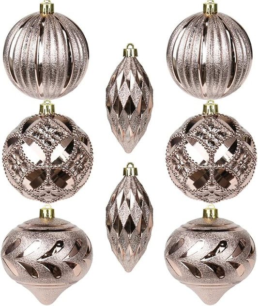8PCS 4" Christmas Ball Ornaments Shatterproof Brown Christmas Tree Decorations Xmas Tree Balls Halloween Ornaments Décor