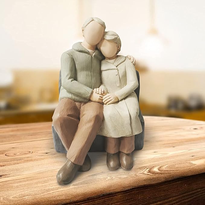 Couple Anniversary Sculpted Hand-Painted Figure Gifts Husband and Wife Wedding Figurine Gift, Happy 10th - 80th Anniversary Statue for Him and Her Together