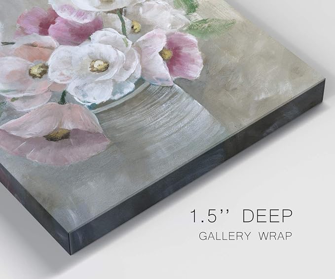 Wexford Home Square Premium Gallery Wrapped Canvas Flower Multicolor Wall Art Abstract Floral Romance Modern Pictures Print for Home Office, Ready to Hang, Blooming and Blushing, 32x32