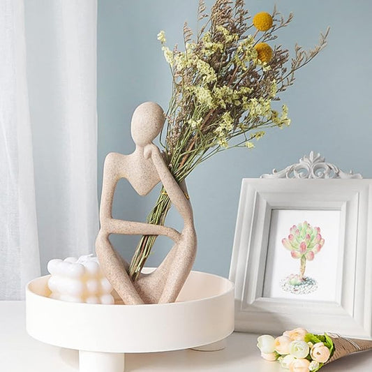 Dnoifne The Thinker Sculpture, Aquarium Ornaments, Abstract Sculpture Statue, Gift Art Decorative, Home Decor Figurine (Left, Large)