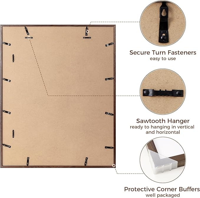 24x30 Oak Wood Picture Frame, 24"x30" Poster Frame for Wall, 24 by 30 Frame with Tempered Real Glass, 24x30 Matted Frame for 18x24 Picture, 24x30 Inch Photo Frame (Walnut Color, 1 Pack)