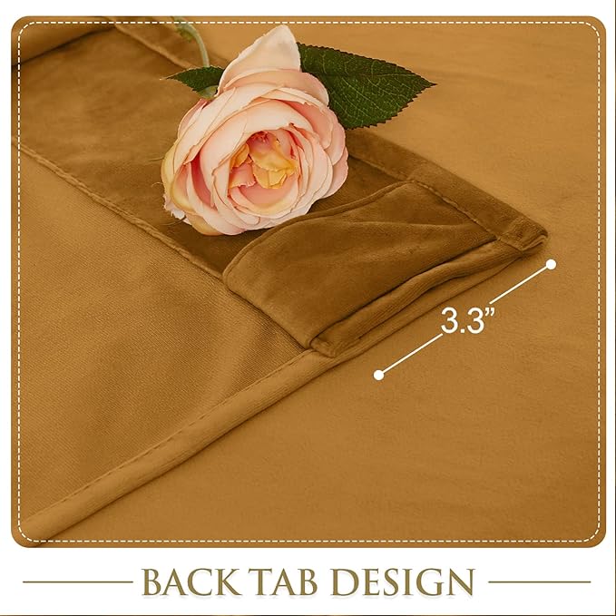 StangH 120 inches Long Velvet Curtains - Mustard Gold Blackout Drapes for Bedroom Luxury Home Decoration for Room Dividers Thermal Privacy Curtains for Dining/Drawing Room, W52 x L120, 2 Panels