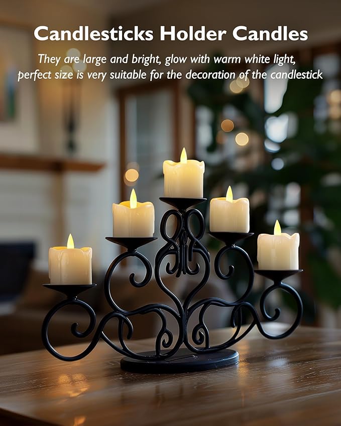 Homemory Flameless Votive Candles with Timer Remote, 2" x 2" Real Wax, 300+ Hour Realistic Black Wick Battery Operated Candles, Set of 6 for Wedding, Party and Holiday Decoration (Battery Included)
