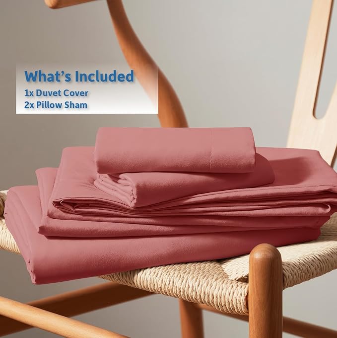 Nestl Pink Clay Duvet Cover King Size - Soft Double Brushed King Duvet Cover Set, 3 Piece, with Button Closure, 1 Duvet Cover 104x90 inches and 2 Pillow Shams