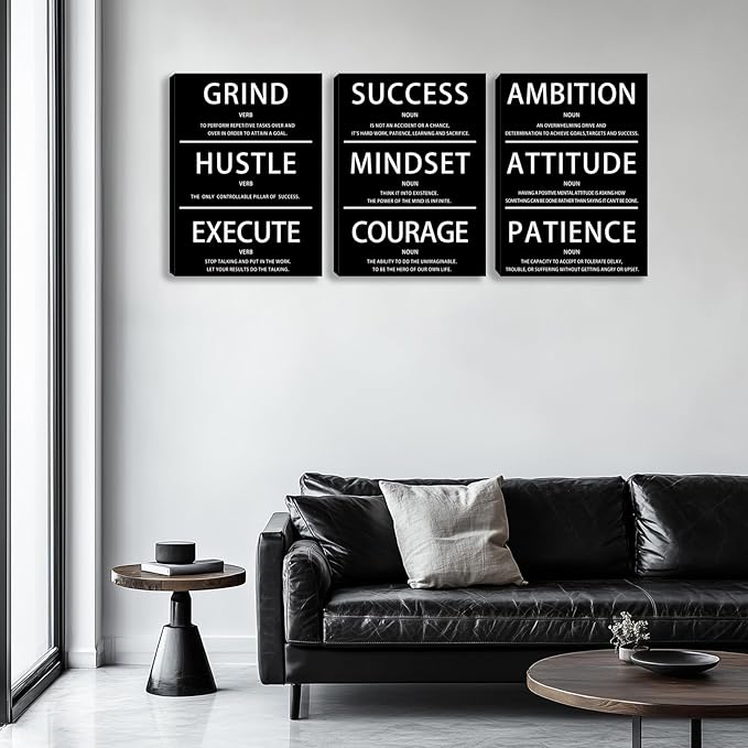 Motivational Wall Decor Paintings Inspirational Office Wall Decor Posters Prints 3 Pieces Bedroom Decor Living Room Office Canvas Picture Wall Painting Home Decoration Framed Artwork (60" Wx28 H)