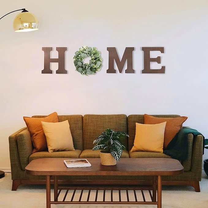 Wood Home Sign Hanging Farmhouse Wall House Decor Wood Home Letters for Wall Art Rustic Decor, Home Wall Decor for Living Room Kitchen Entryway Dining Room Hallway Housewarming Gift Brown L