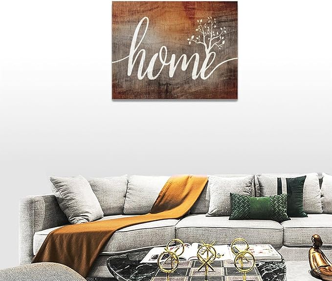 Rustic Home Quotes Canvas Painting Print - Modern Family Decor Artwork - Framed for Living Room, Bathroom, Master Bedroom, Dining Room - 16"x12"