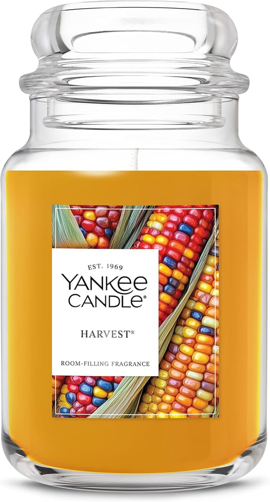 Yankee Candle Large Jar Scented Candle with up to 150 Hour Burn Time, Premium Plant Wax Blend for Consistent Burn, 22 oz Jar Candle with Room Filling Fragrance, Harvest