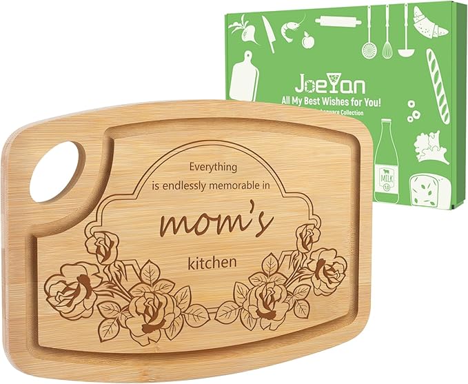 Joeyan Bamboo Cutting Board for Mom, Mothers Day Gifts for Grandma, Engraved Charcuterie Chopping Board with 2-Sided Juice Grooves, Personalized Birthday Christmas Presents for Mama from Daughter Son