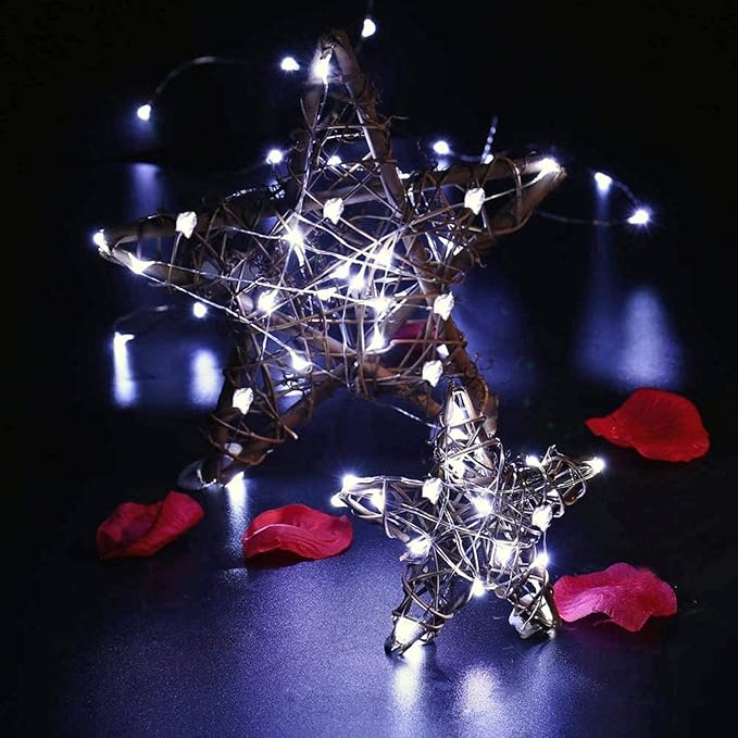 20 Pack Fairy Lights Battery Operated 7ft 20 LED Mini Fairy String Lights Waterproof Copper Wire Firefly Starry Lights for Wedding Party Mason Jars Christmas Decorations, Cool White