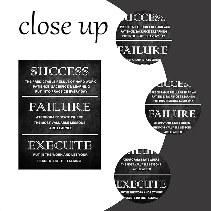 Motivational Canvas Wall Art Inspirational Entrepreneurs Quote Poster Success Failure Execute for Picture Positive Painting Office Home Living room Workplace Wall Decor Framed Gift [18''W x 24''H]