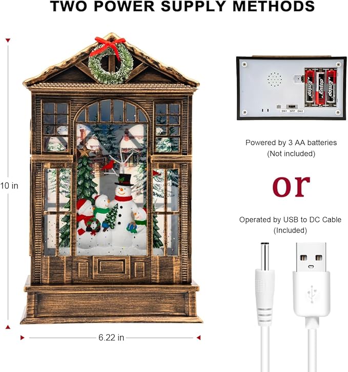Christmas Snow Globe Swirling Glittering Snowman Choir Manger Scene, USB Lined/Battery Operated Lighted Snowman Carolers Musical Water Lantern for Christmas Festival Decoration Gifts