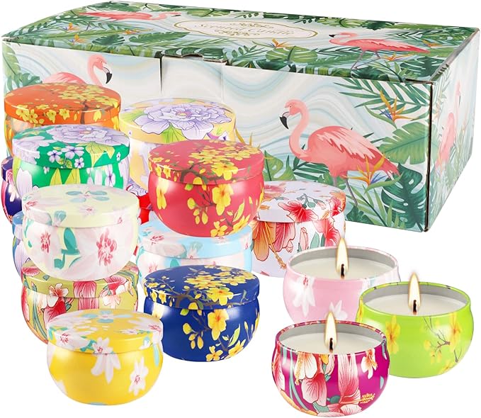 16 Pack 2.5oz Ladies Scented Candle Flower Set - Unique Decorative Gifts for Home, Women's Day, Birthdays, Bridesmaids, Anniversaries with Scented Candle Pack Set - Pampering Gift Set, Women's.