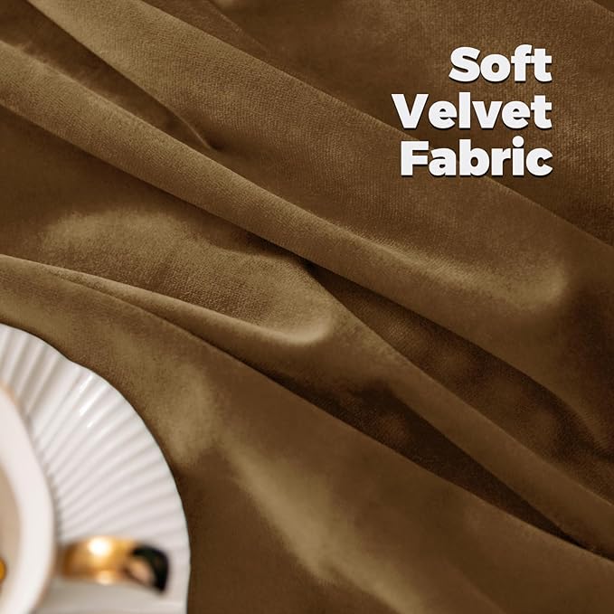 BGment Bronze Brown Velvet Curtains for Bedroom, Thick Thermal Insulated Room Darkening Curtains Noise Reduce Back Tab and Rod Pocket Window Panels for Living Room, Set of 2 Panels, 52 x 120 Inch