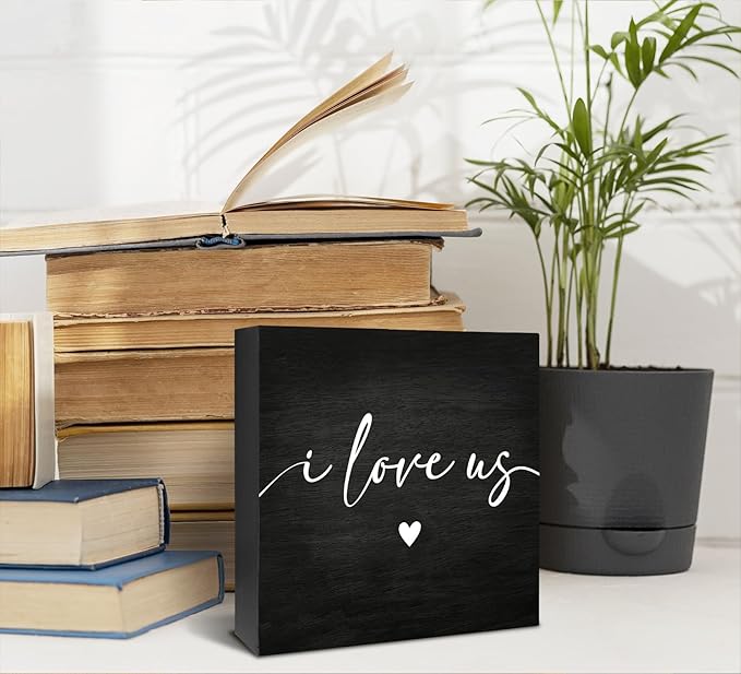 Inspiration Bedroom Decor Wooden Box Sign, Home Decor I Love Us wedding gifts for couples 2024 Bedroom DecorLove Signs, Family Room Decor, 5x5 Inch, black